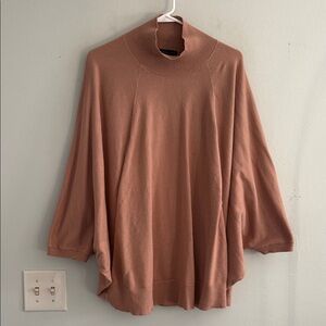 Joan Vass Women's Cowl Neck Sweater in Soft Brown L